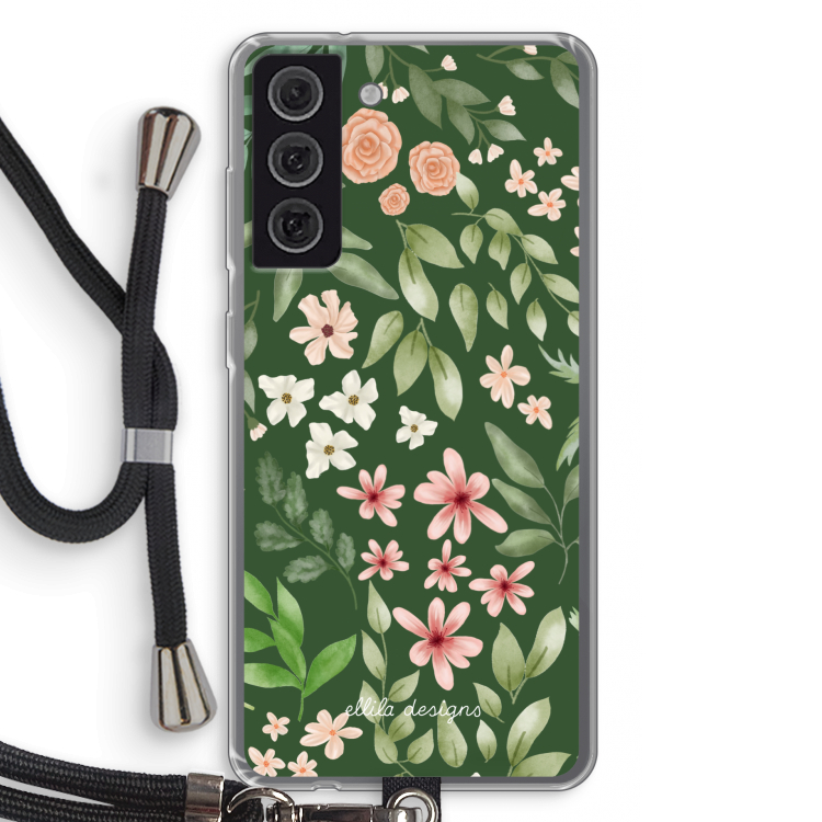 Botanical green sweet flower heaven: Samsung Galaxy S21 FE Transparant Hoesje met koord