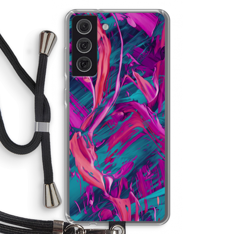 Pink Clouds: Samsung Galaxy S21 FE Transparant Hoesje met koord