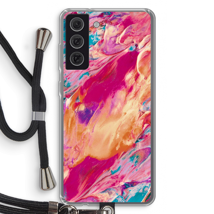 Pastel Echoes: Samsung Galaxy S21 FE Transparant Hoesje met koord