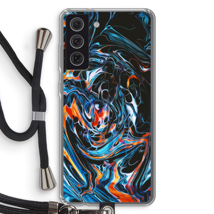 Black Unicorn: Samsung Galaxy S21 FE Transparant Hoesje met koord
