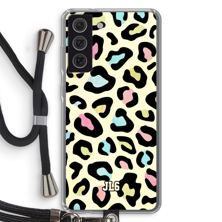 Leopard pattern: Samsung Galaxy S21 FE Transparant Hoesje met koord