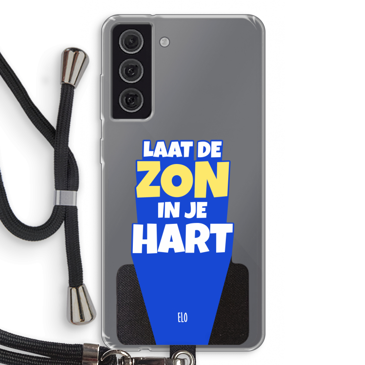 Laat de zon in je hart: Samsung Galaxy S21 FE Transparant Hoesje met koord