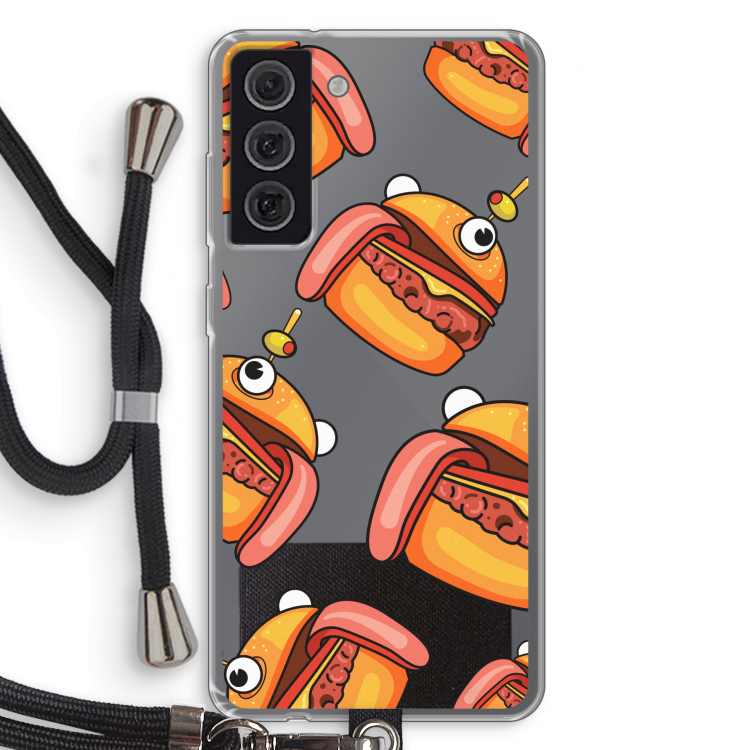 Hamburger: Samsung Galaxy S21 FE Transparant Hoesje met koord