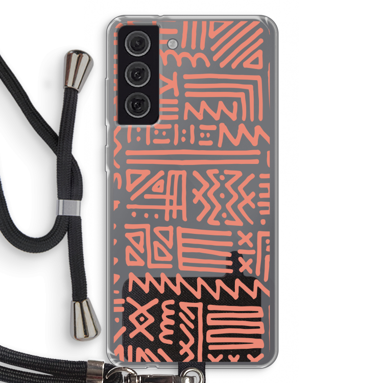 Marrakech Pink: Samsung Galaxy S21 FE Transparant Hoesje met koord