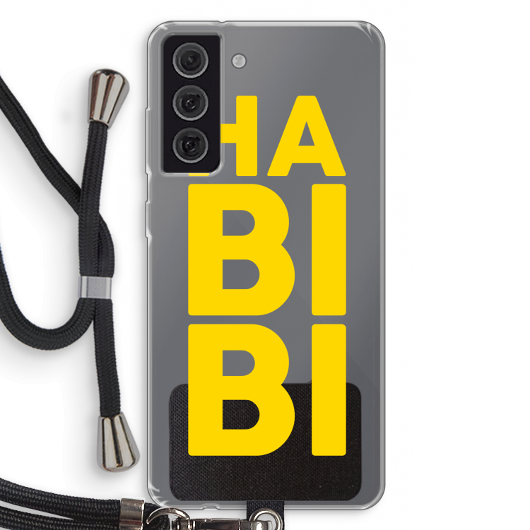 Habibi Blue: Samsung Galaxy S21 FE Transparant Hoesje met koord