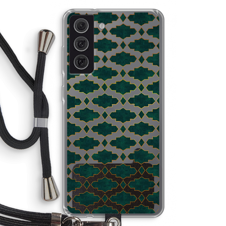 Moroccan tiles: Samsung Galaxy S21 FE Transparant Hoesje met koord