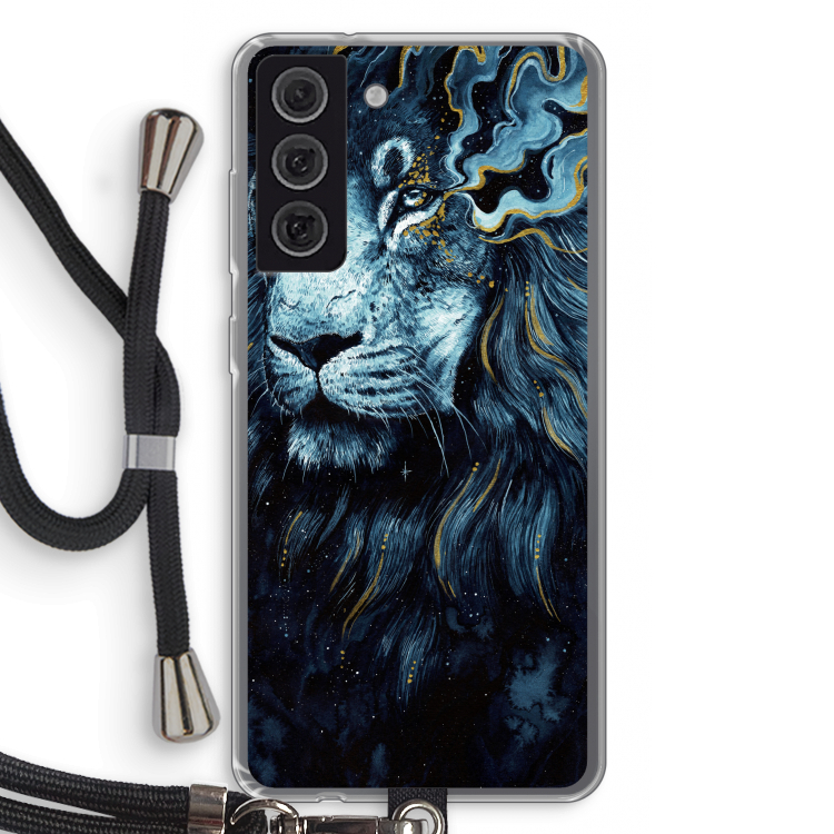 Darkness Lion: Samsung Galaxy S21 FE Transparant Hoesje met koord