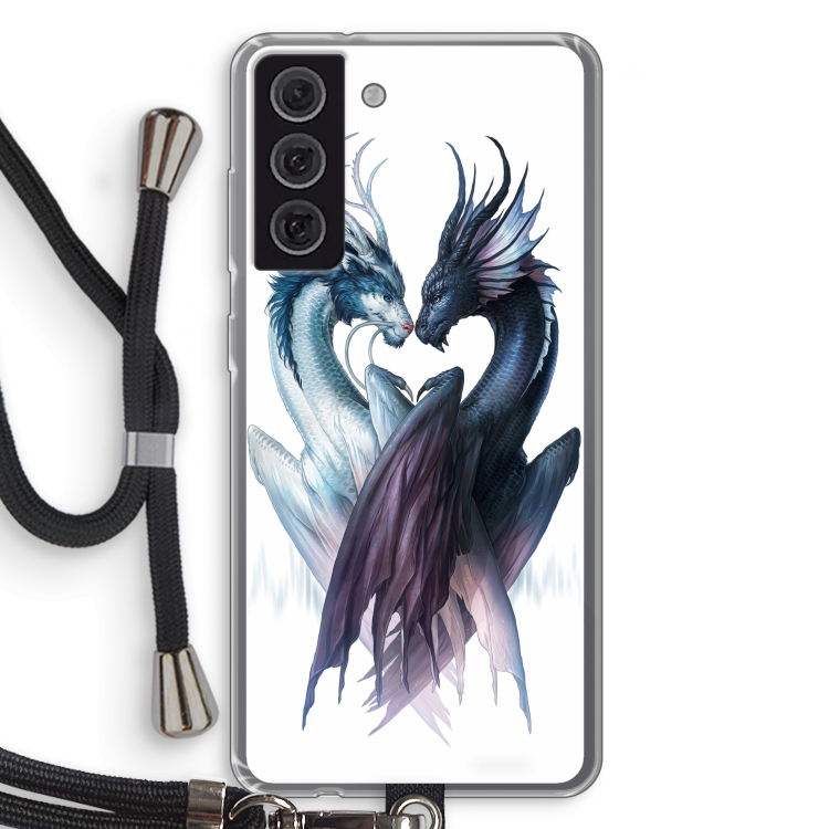 Yin Yang Dragons: Samsung Galaxy S21 FE Transparant Hoesje met koord