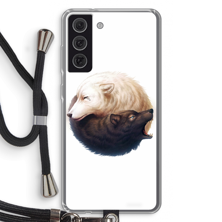 Yin Yang Wolves: Samsung Galaxy S21 FE Transparant Hoesje met koord