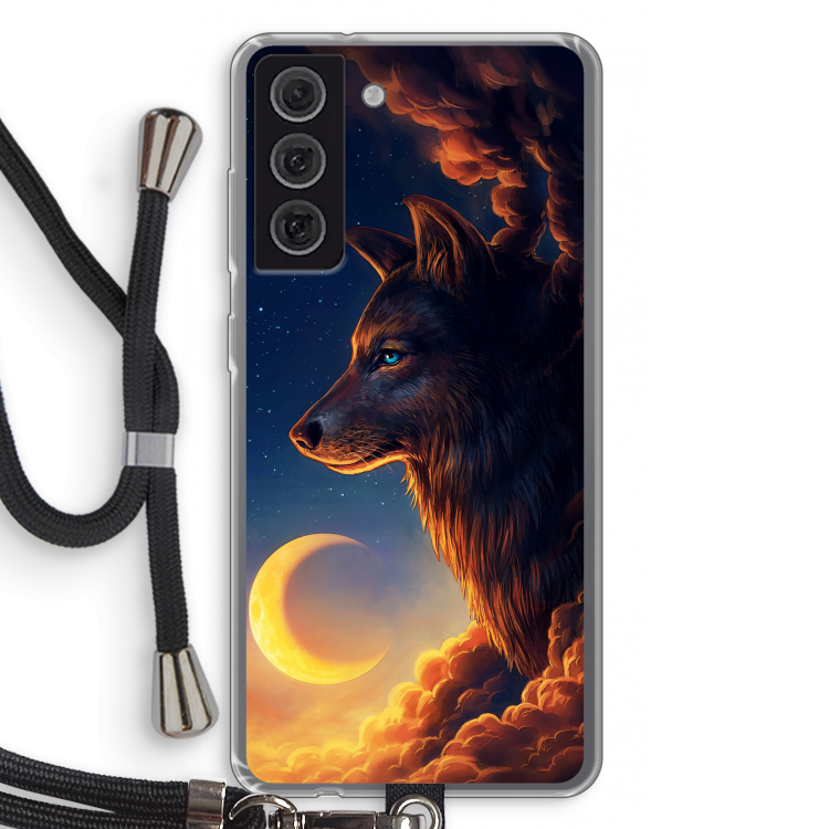 Night Guardian: Samsung Galaxy S21 FE Transparant Hoesje met koord