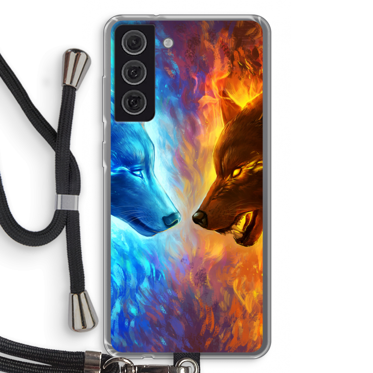 Fire & Ice: Samsung Galaxy S21 FE Transparant Hoesje met koord