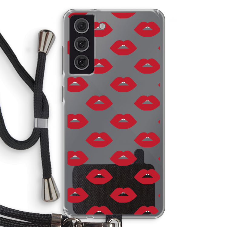 Lips: Samsung Galaxy S21 FE Transparant Hoesje met koord