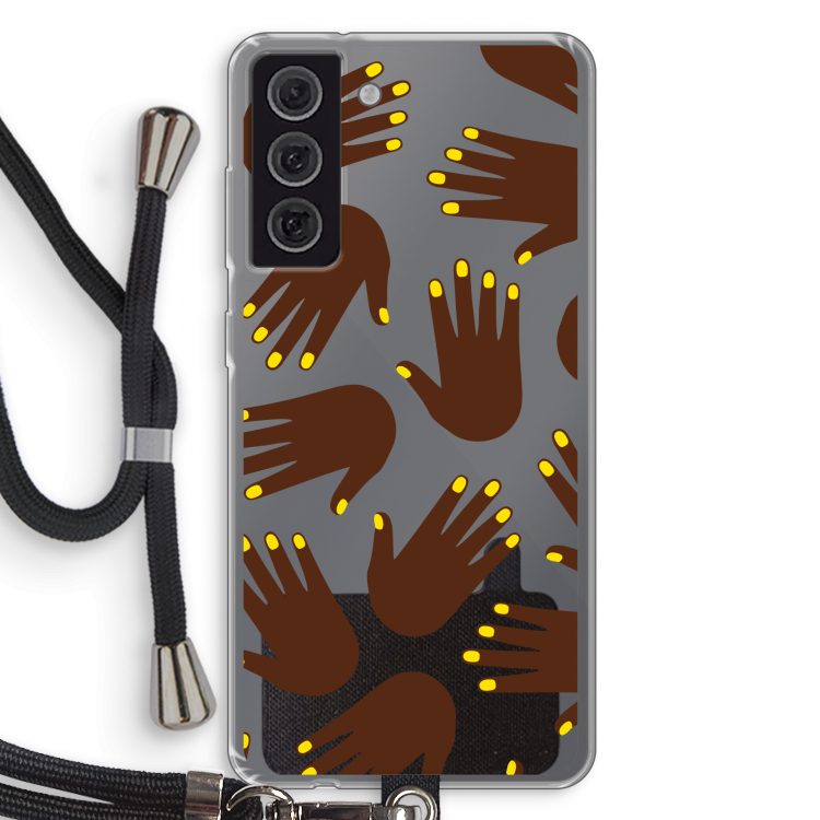 Hands dark: Samsung Galaxy S21 FE Transparant Hoesje met koord