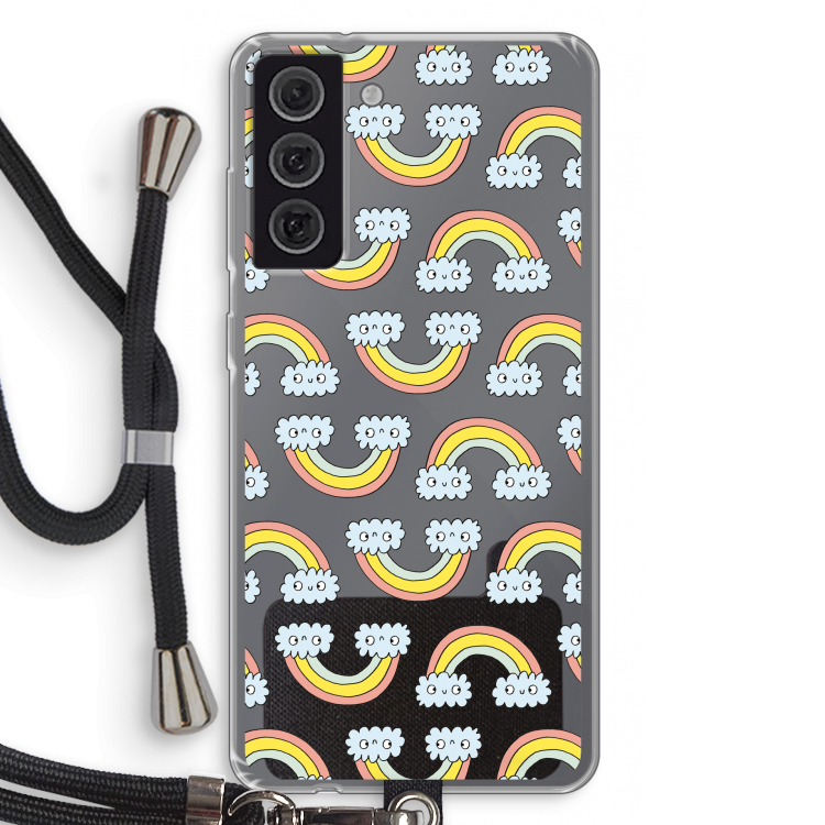 Regenboog: Samsung Galaxy S21 FE Transparant Hoesje met koord