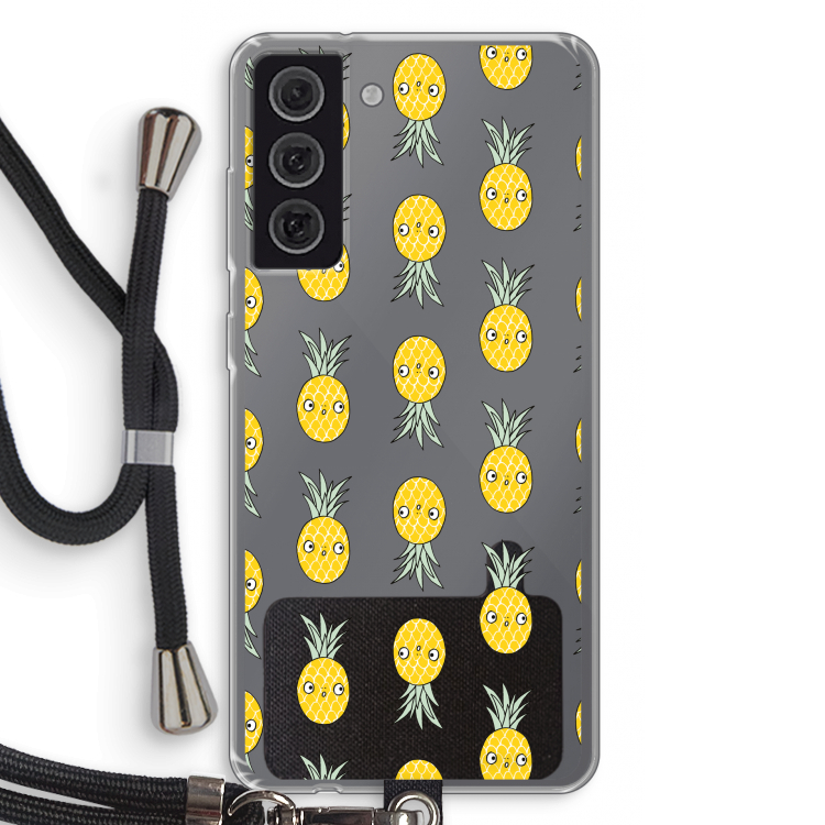 Ananas: Samsung Galaxy S21 FE Transparant Hoesje met koord