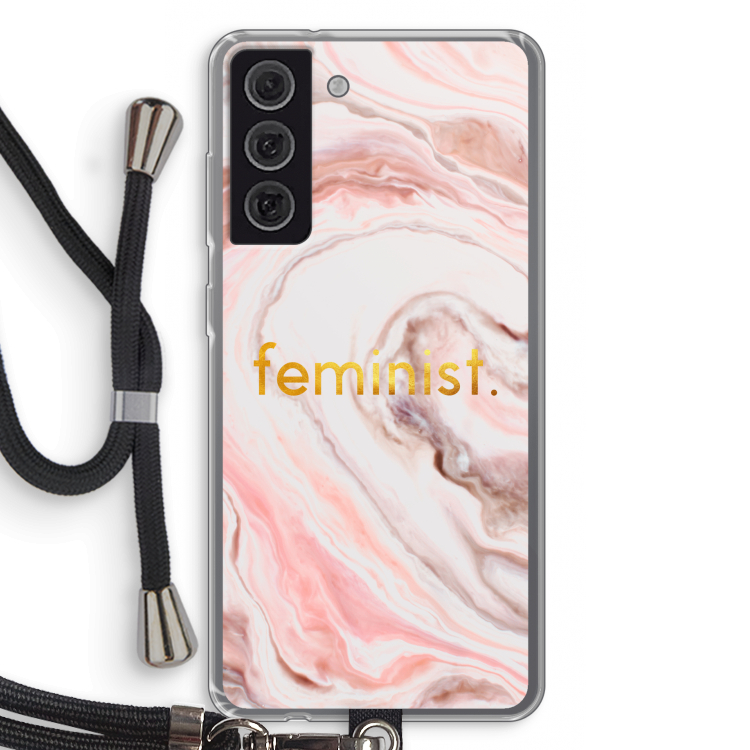 Feminist: Samsung Galaxy S21 FE Transparant Hoesje met koord