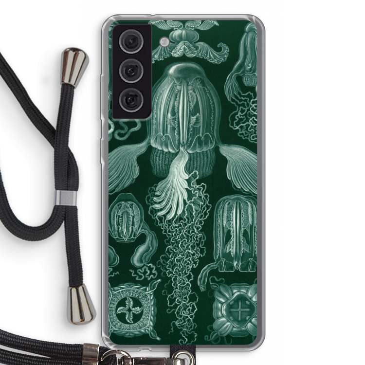 Haeckel Cubomedusae: Samsung Galaxy S21 FE Transparant Hoesje met koord