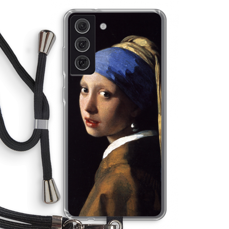 The Pearl Earring: Samsung Galaxy S21 FE Transparant Hoesje met koord