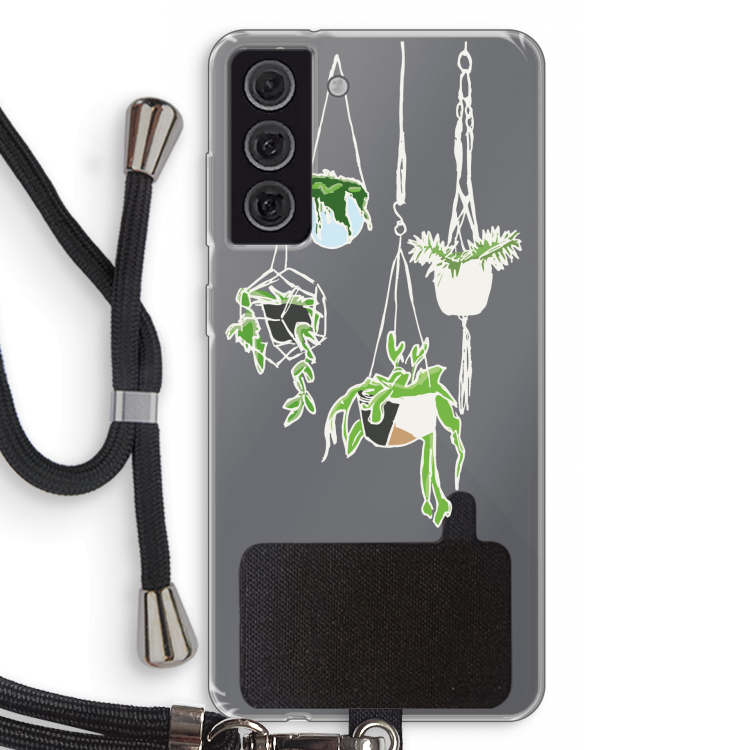 Hang In There: Samsung Galaxy S21 FE Transparant Hoesje met koord