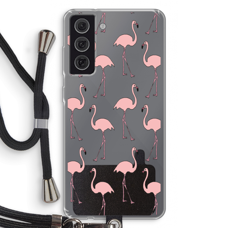 Anything Flamingoes: Samsung Galaxy S21 FE Transparant Hoesje met koord