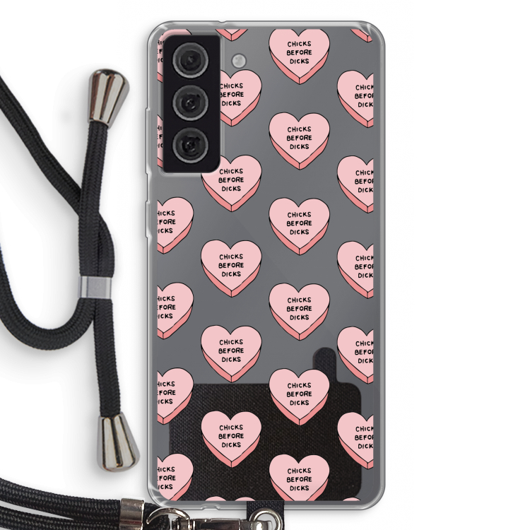Chicks before dicks: Samsung Galaxy S21 FE Transparant Hoesje met koord