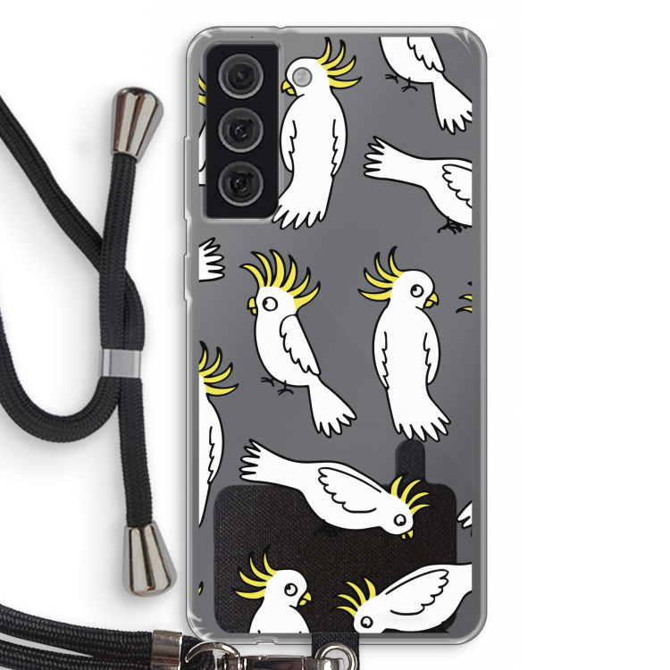 Papegaai: Samsung Galaxy S21 FE Transparant Hoesje met koord