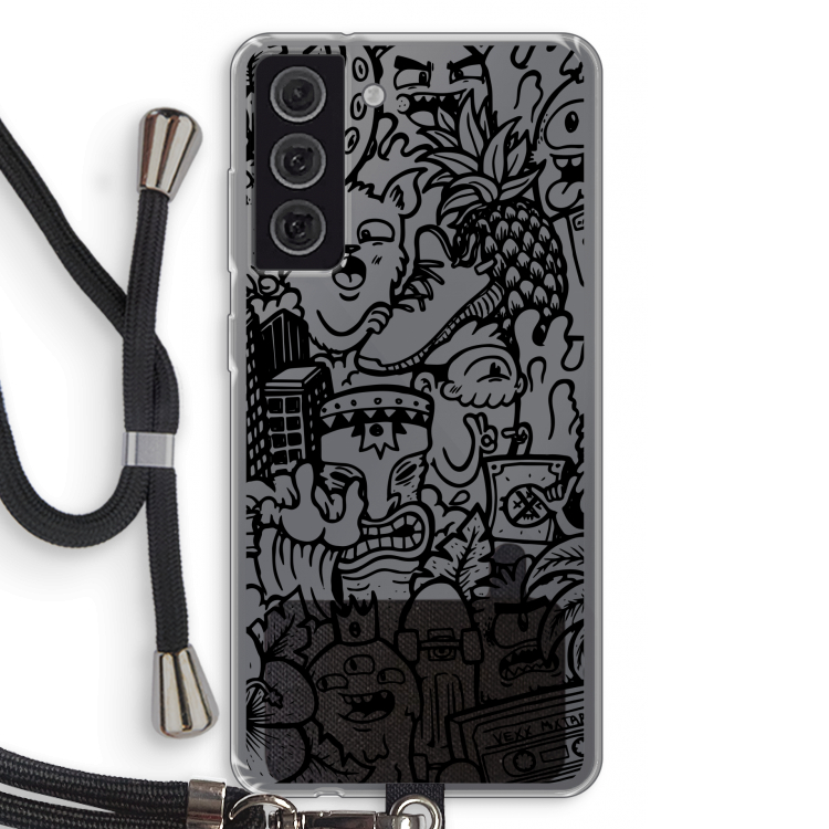 Vexx Black Mixtape: Samsung Galaxy S21 FE Transparant Hoesje met koord