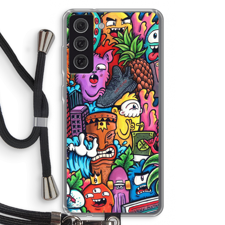 Vexx Mixtape: Samsung Galaxy S21 FE Transparant Hoesje met koord