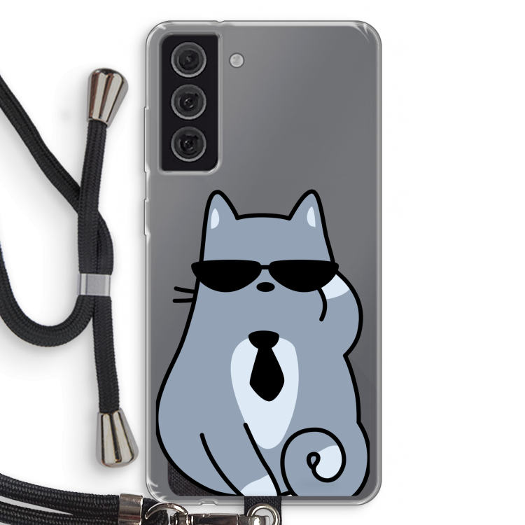Cool cat: Samsung Galaxy S21 FE Transparant Hoesje met koord