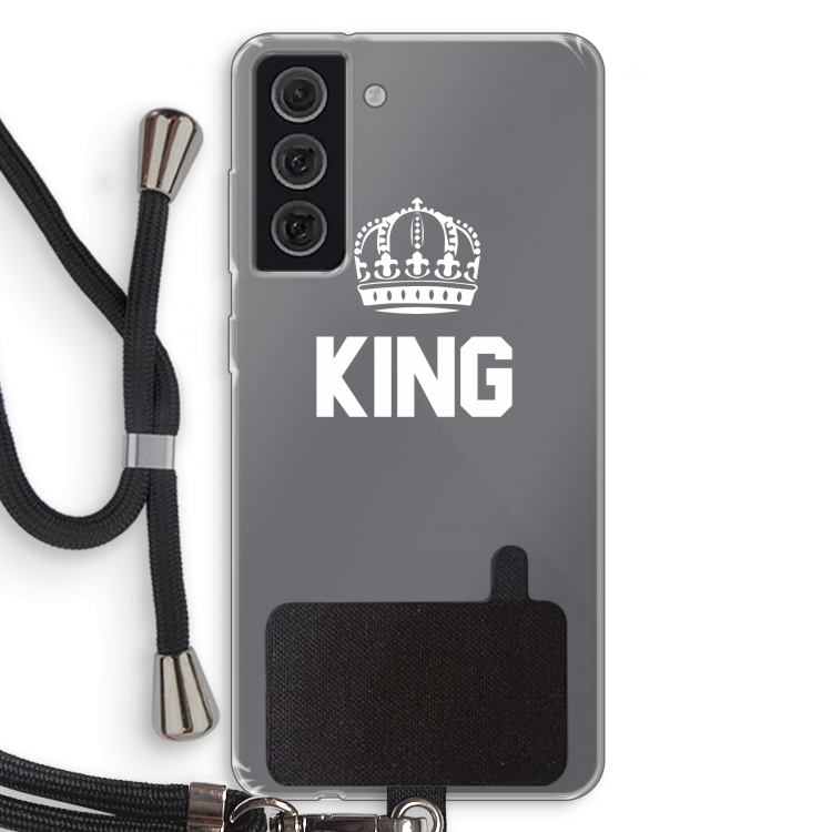 King zwart: Samsung Galaxy S21 FE Transparant Hoesje met koord