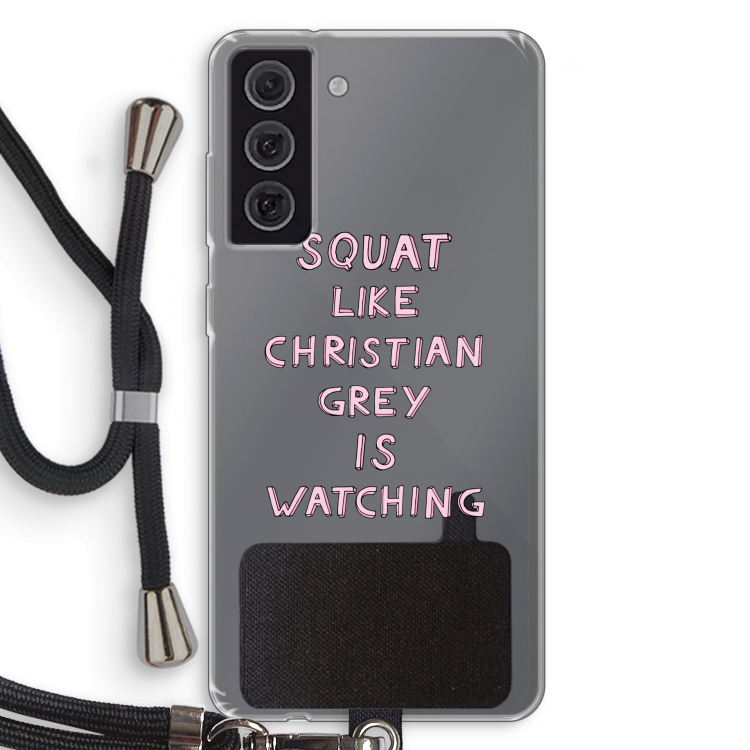 Christian Grey: Samsung Galaxy S21 FE Transparant Hoesje met koord