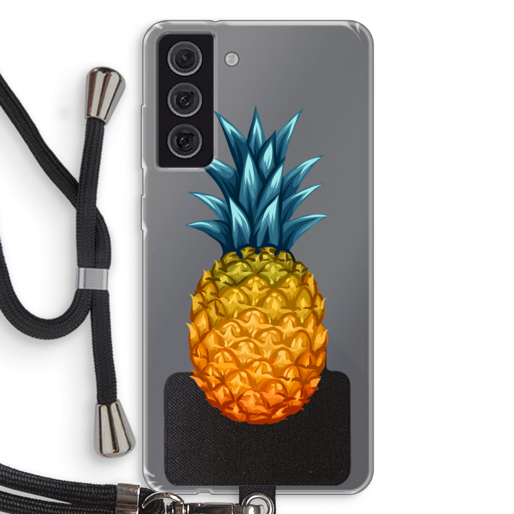 Grote ananas: Samsung Galaxy S21 FE Transparant Hoesje met koord