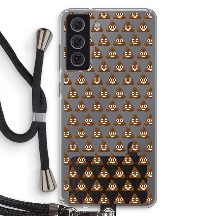 Poop emoji: Samsung Galaxy S21 FE Transparant Hoesje met koord