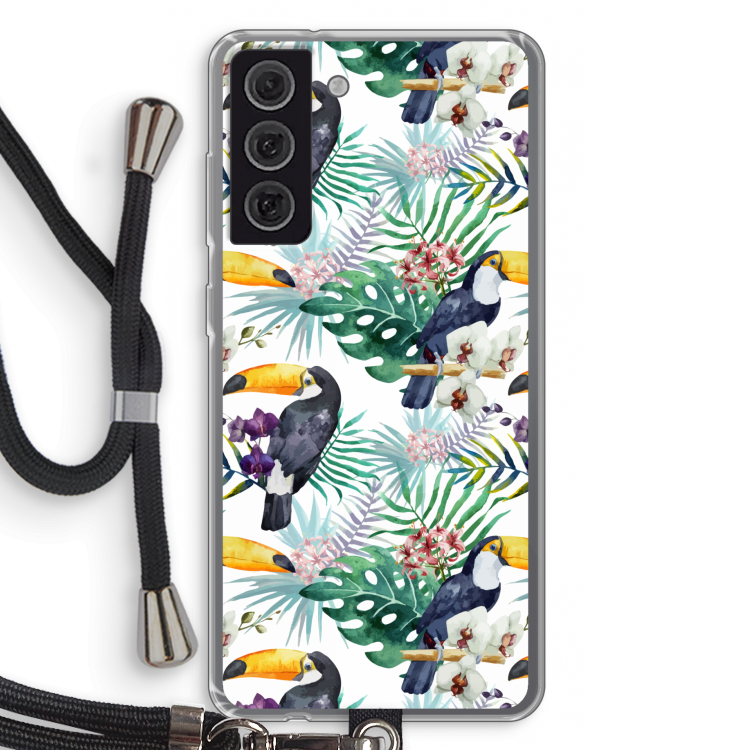 Tukans: Samsung Galaxy S21 FE Transparant Hoesje met koord