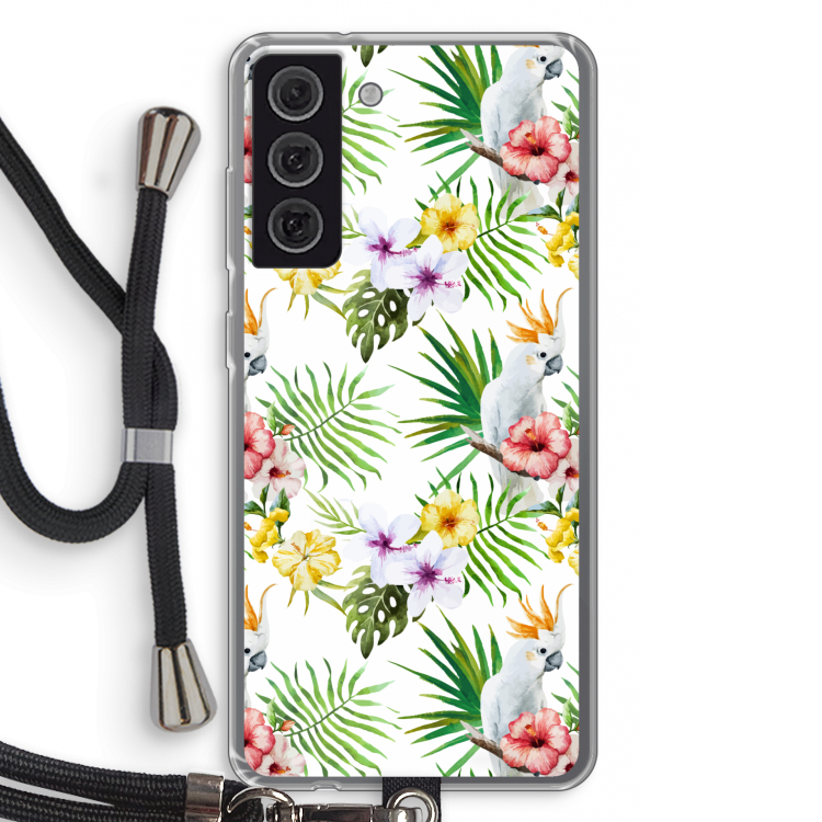Gele kuif: Samsung Galaxy S21 FE Transparant Hoesje met koord