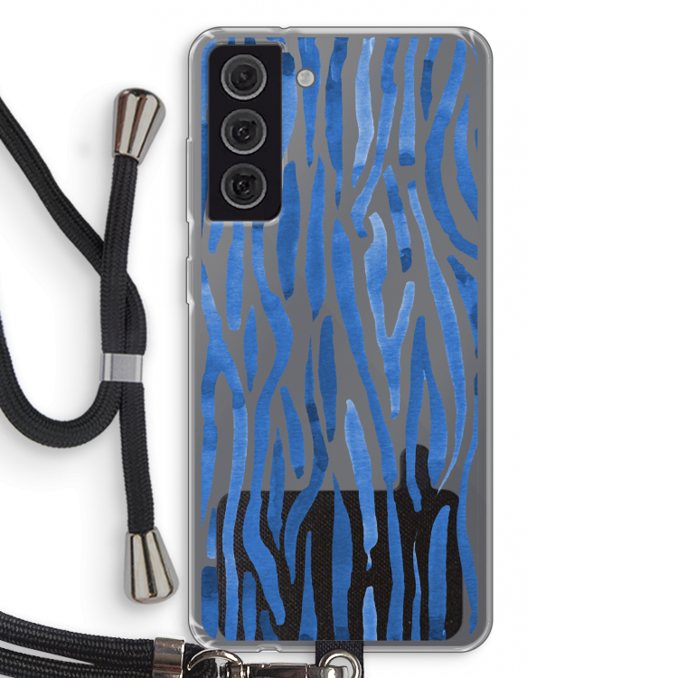 Blauwe nerven: Samsung Galaxy S21 FE Transparant Hoesje met koord