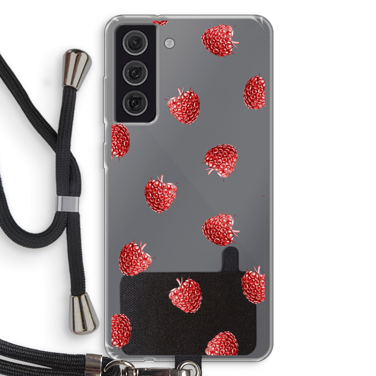 Framboosjes: Samsung Galaxy S21 FE Transparant Hoesje met koord