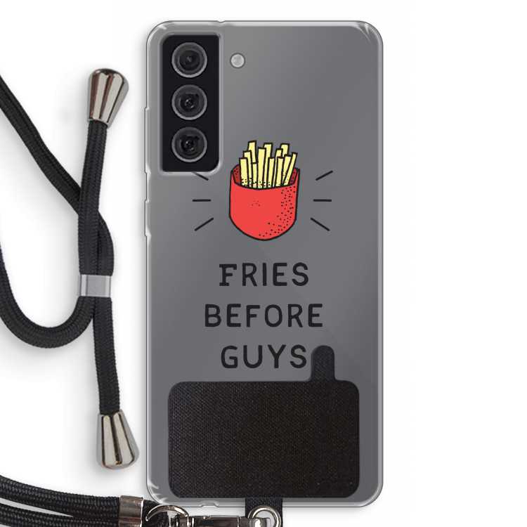 Fries before guys: Samsung Galaxy S21 FE Transparant Hoesje met koord
