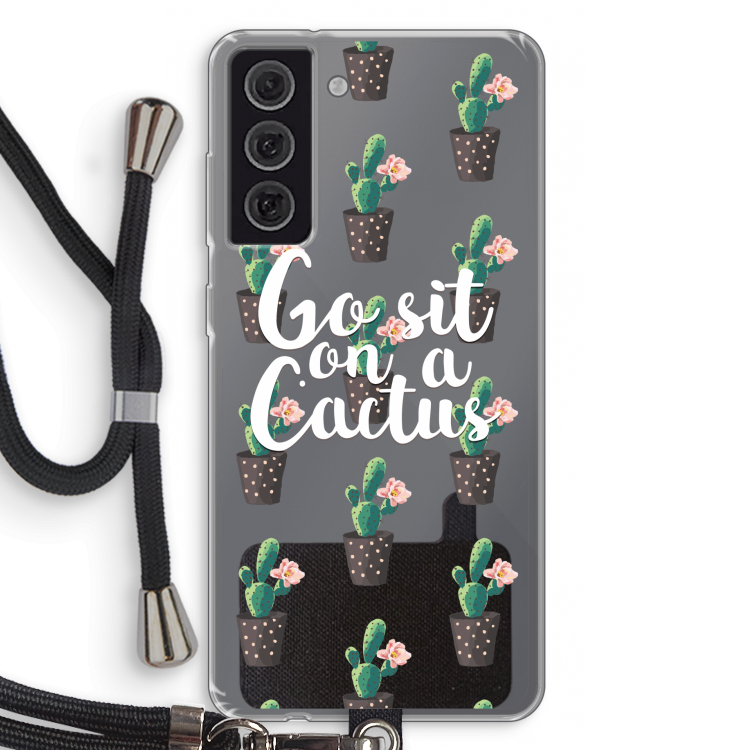 Cactus quote: Samsung Galaxy S21 FE Transparant Hoesje met koord
