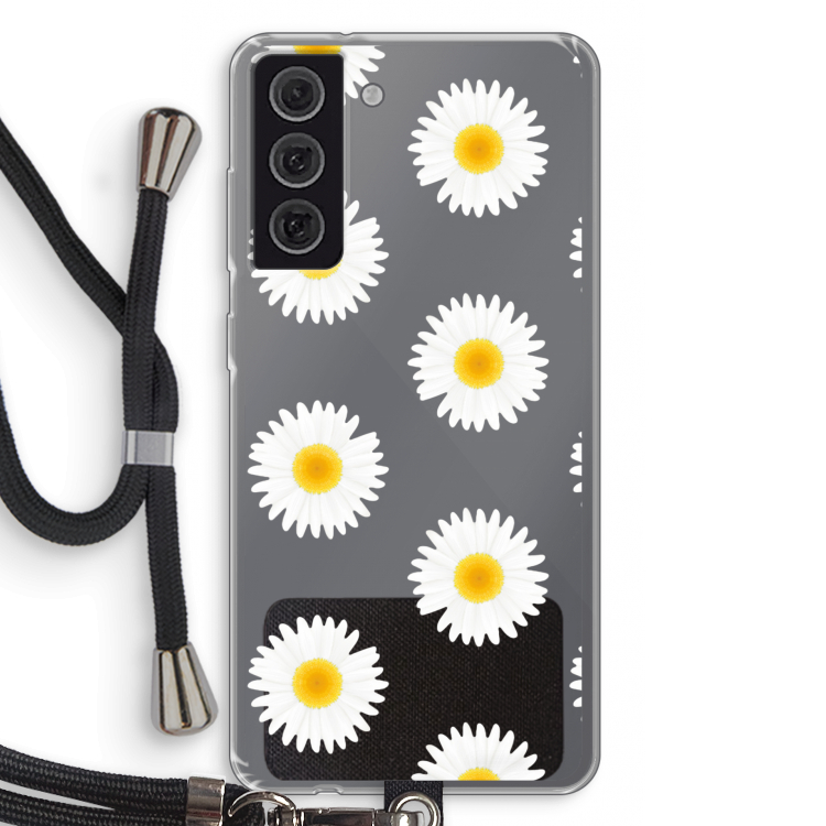 Margrietjes: Samsung Galaxy S21 FE Transparant Hoesje met koord