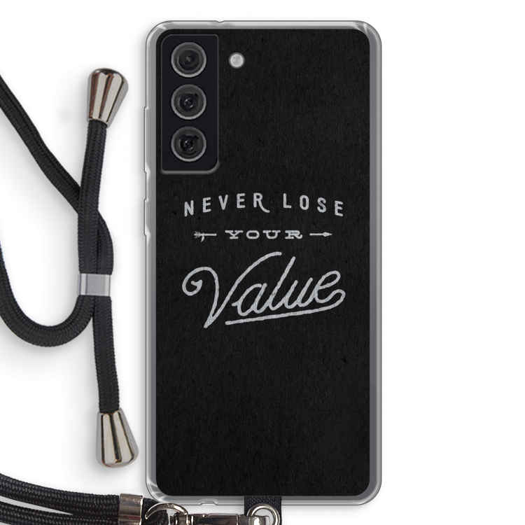 Never lose your value: Samsung Galaxy S21 FE Transparant Hoesje met koord