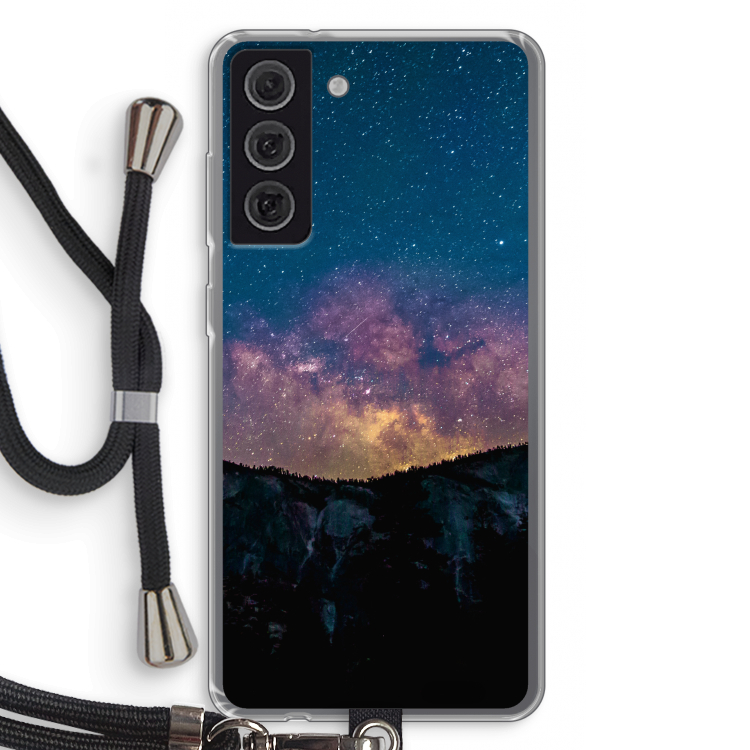 Travel to space: Samsung Galaxy S21 FE Transparant Hoesje met koord