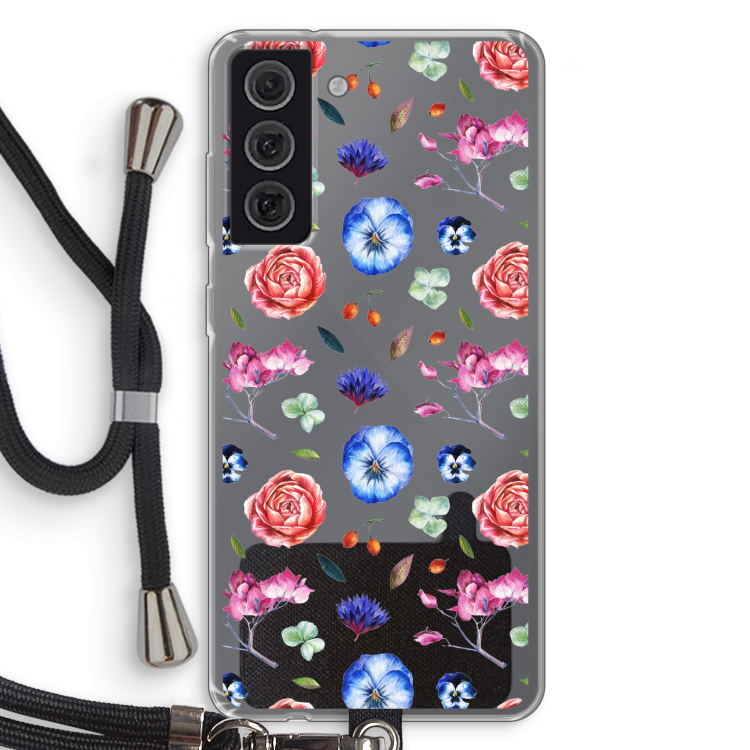 Bloemetjes: Samsung Galaxy S21 FE Transparant Hoesje met koord