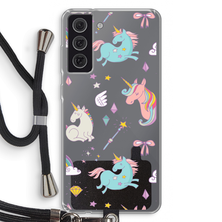 Fantasiewereld: Samsung Galaxy S21 FE Transparant Hoesje met koord
