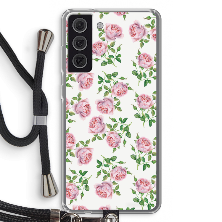 Kleine roosjes: Samsung Galaxy S21 FE Transparant Hoesje met koord