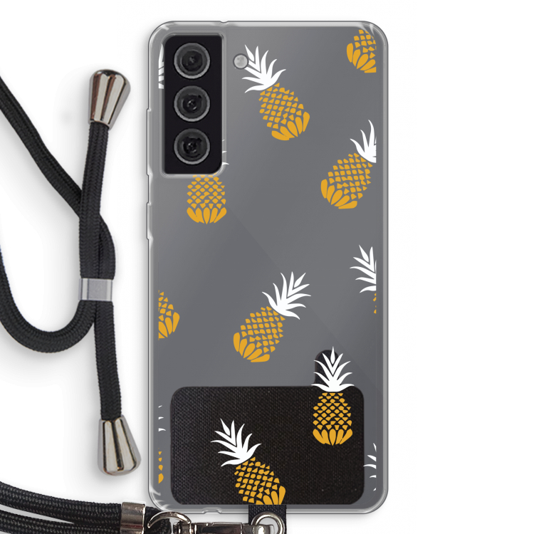 Ananasjes: Samsung Galaxy S21 FE Transparant Hoesje met koord