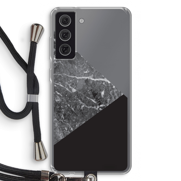 Combinatie marmer: Samsung Galaxy S21 FE Transparant Hoesje met koord