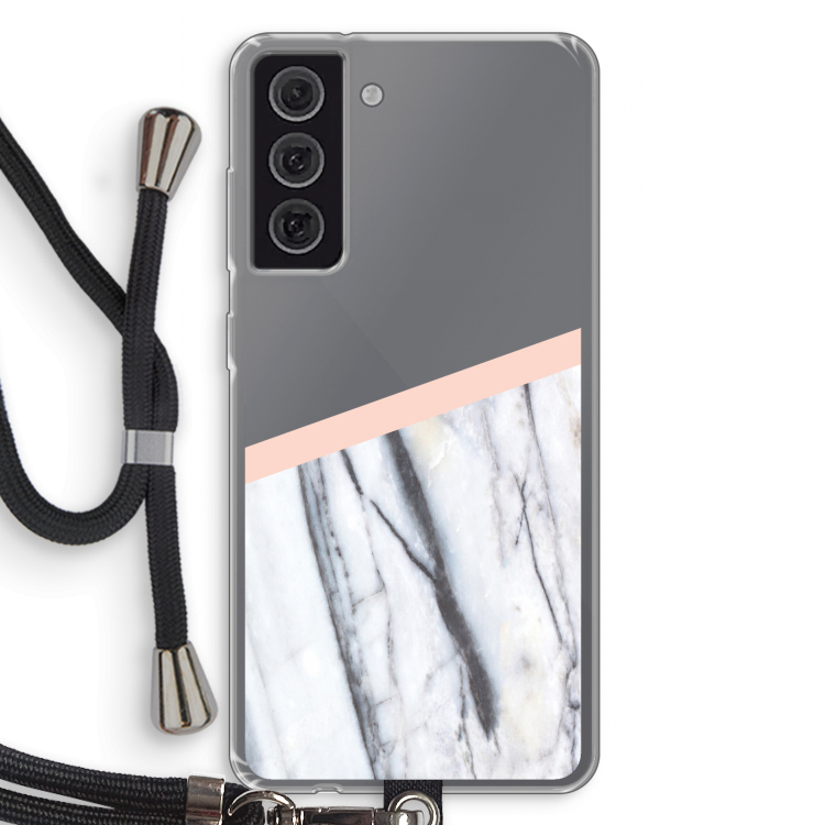 A touch of peach: Samsung Galaxy S21 FE Transparant Hoesje met koord