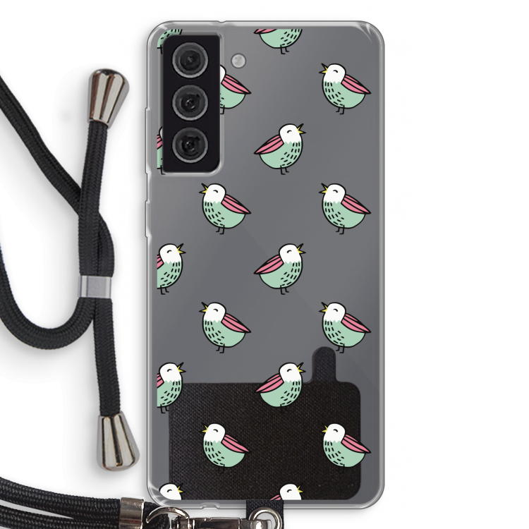 Vogeltjes: Samsung Galaxy S21 FE Transparant Hoesje met koord