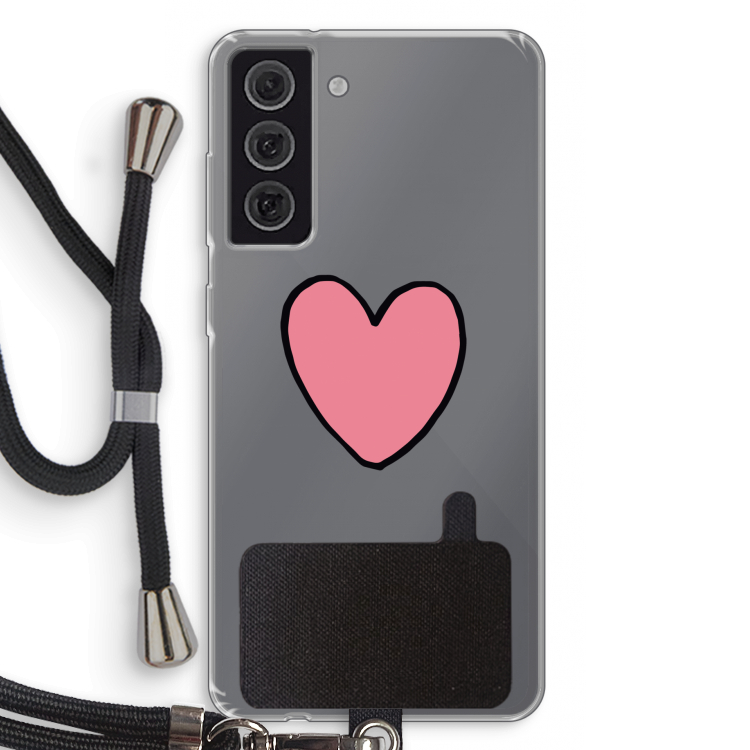 Hartje: Samsung Galaxy S21 FE Transparant Hoesje met koord